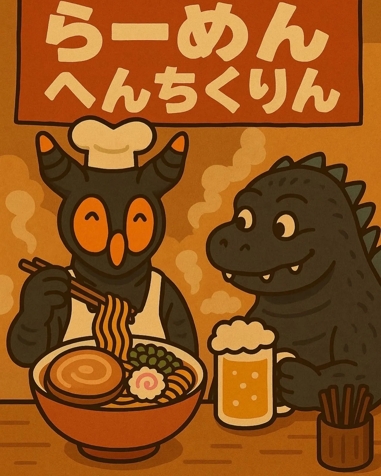 AI画伯が著作権などを気にして描いてくれた　ゼットンとゴジラ...