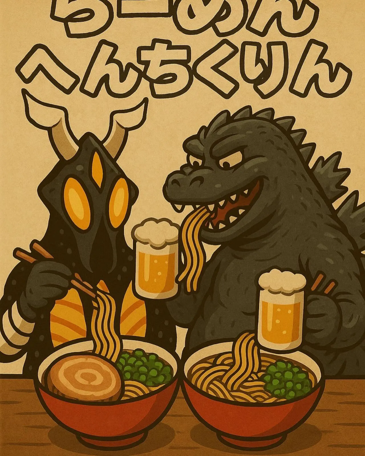 AI画伯のゴジラとゼットンです(￣▽￣;)